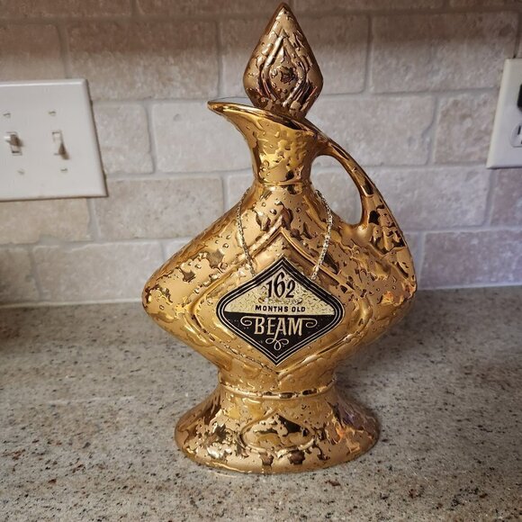Jim Beam 1964 Gold Plated Empty Decanter 162 Months Old - Picture 1 of 8